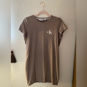 Calvin Klein Womens Tan Tshirt Dress